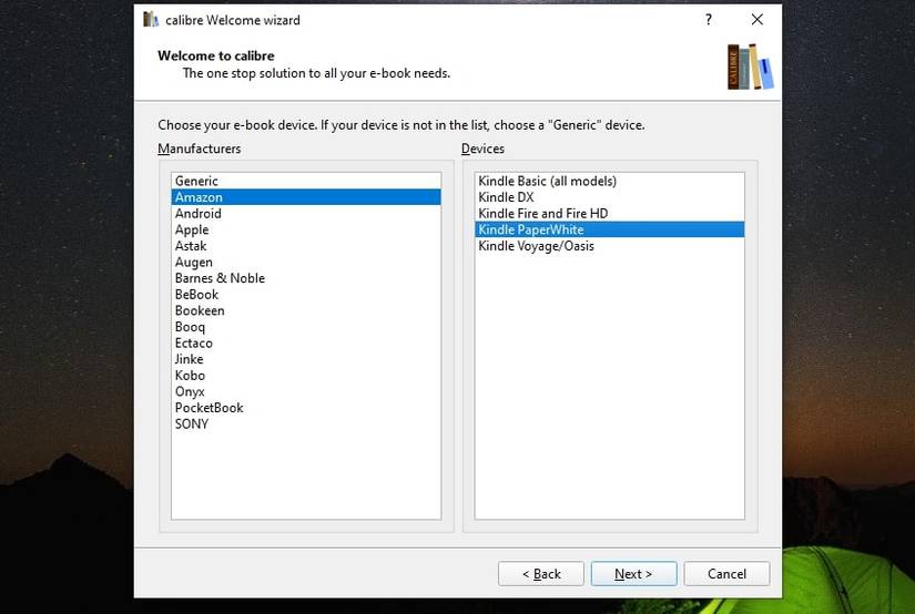 поддерживаемые устройства в Calibre