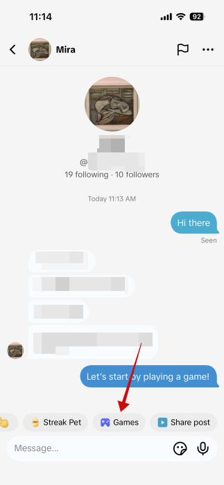 Pegatina de Juegos disponible en el chat de TikTok