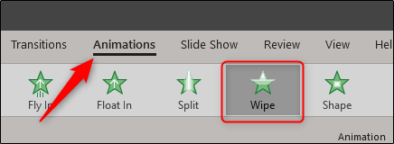 Выбор эффекта анимации в PowerPoint