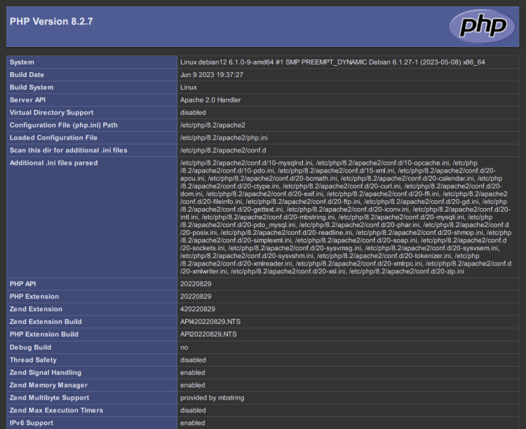 Вывод phpinfo