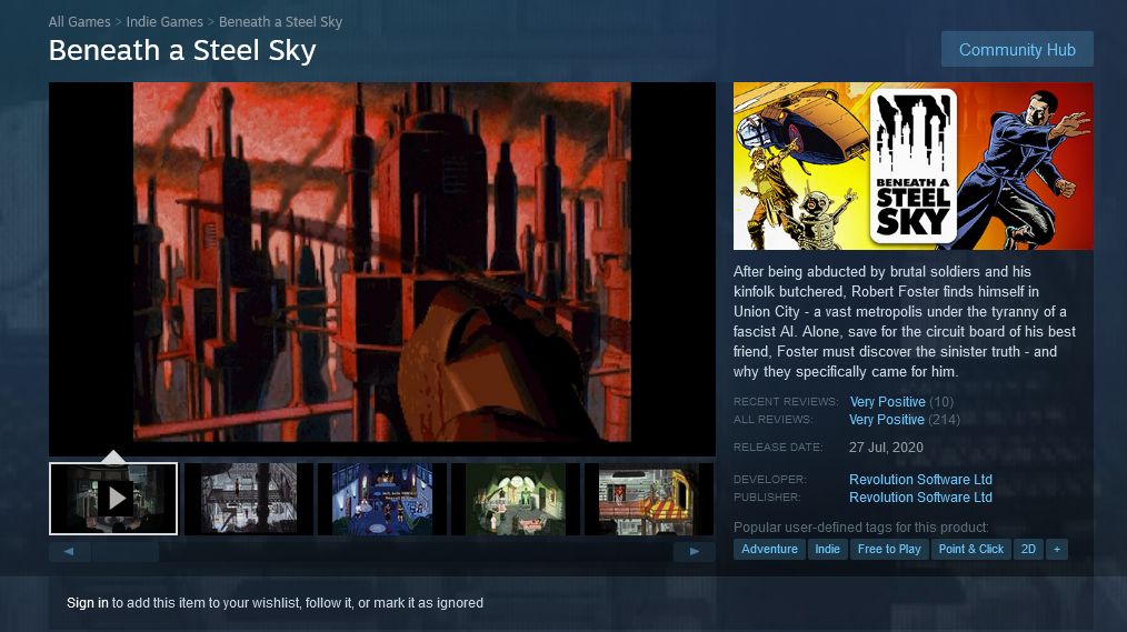 beneath a steel sky скриншот