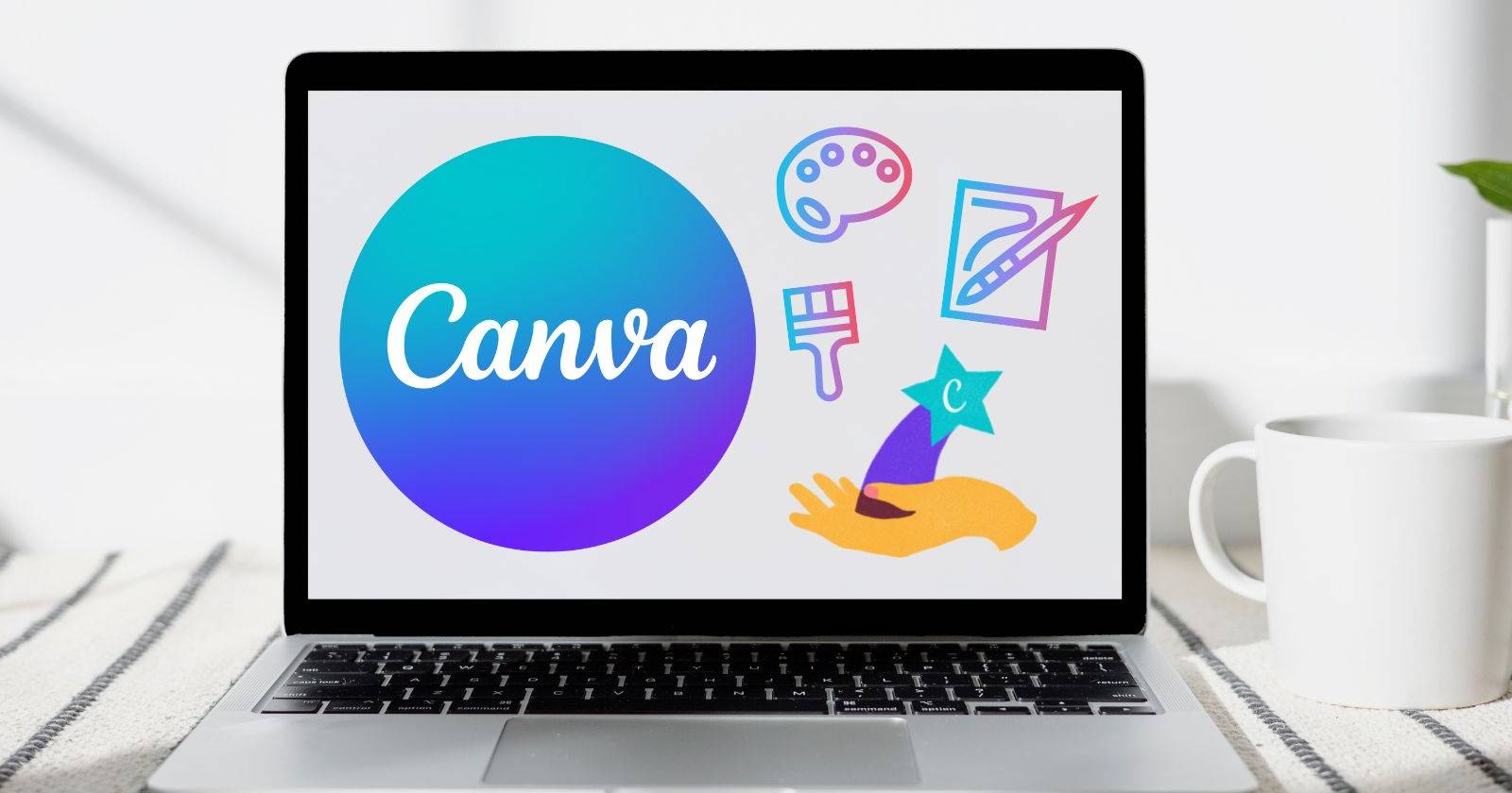 логотип скрытых функций Canva на ноутбуке