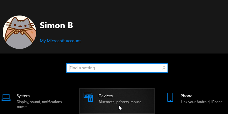 Переход в раздел Устройства в параметрах Windows