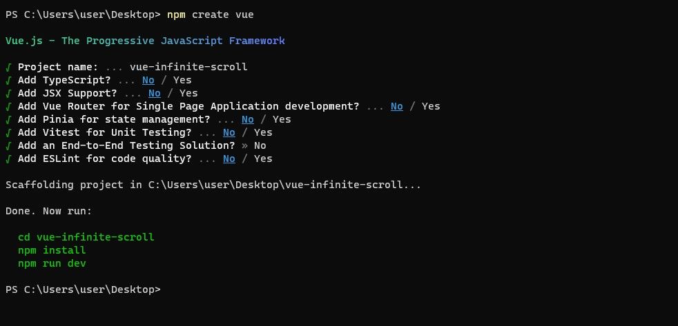настройка приложения Vue