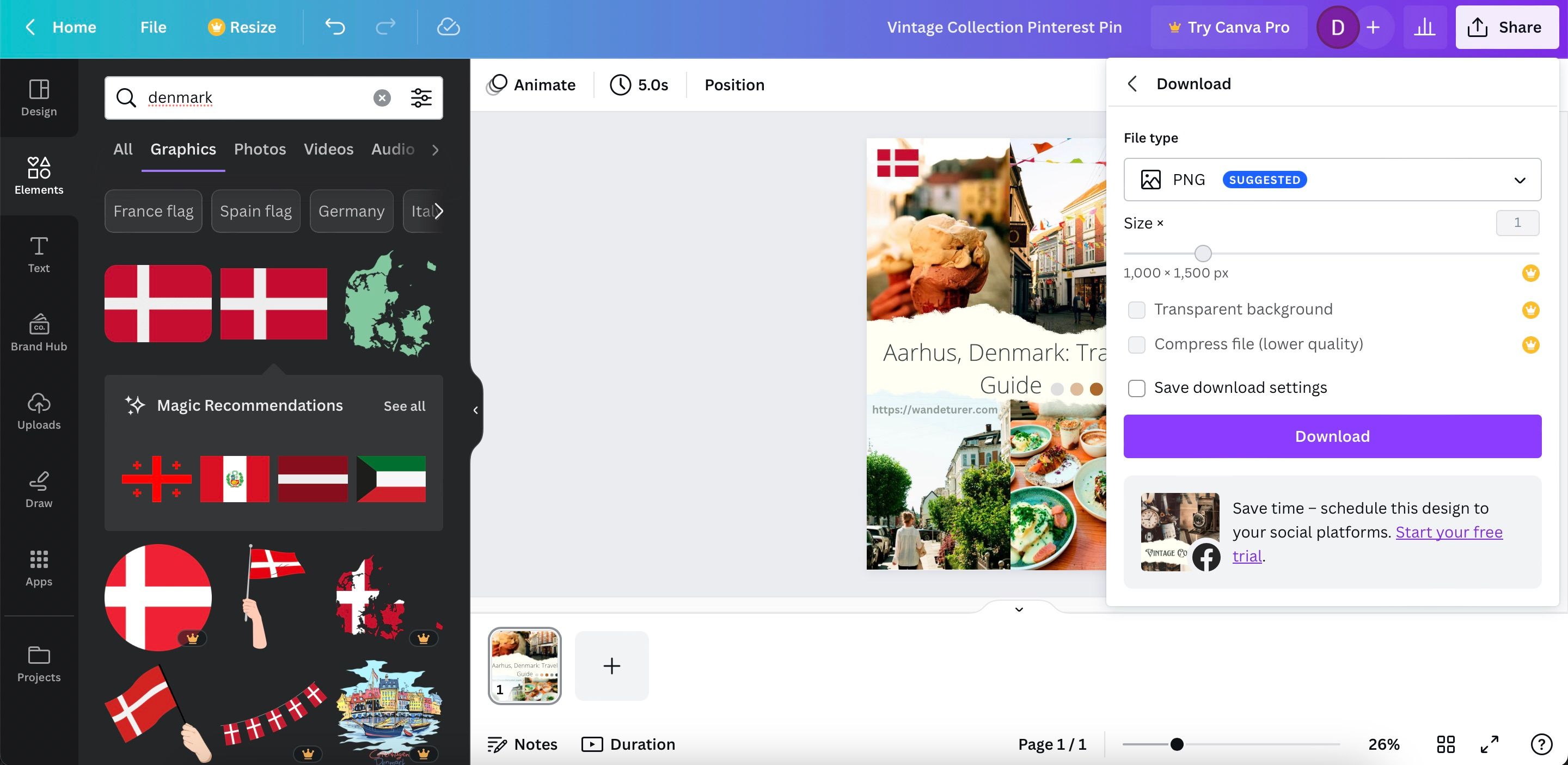 Скачивание готового пина из Canva