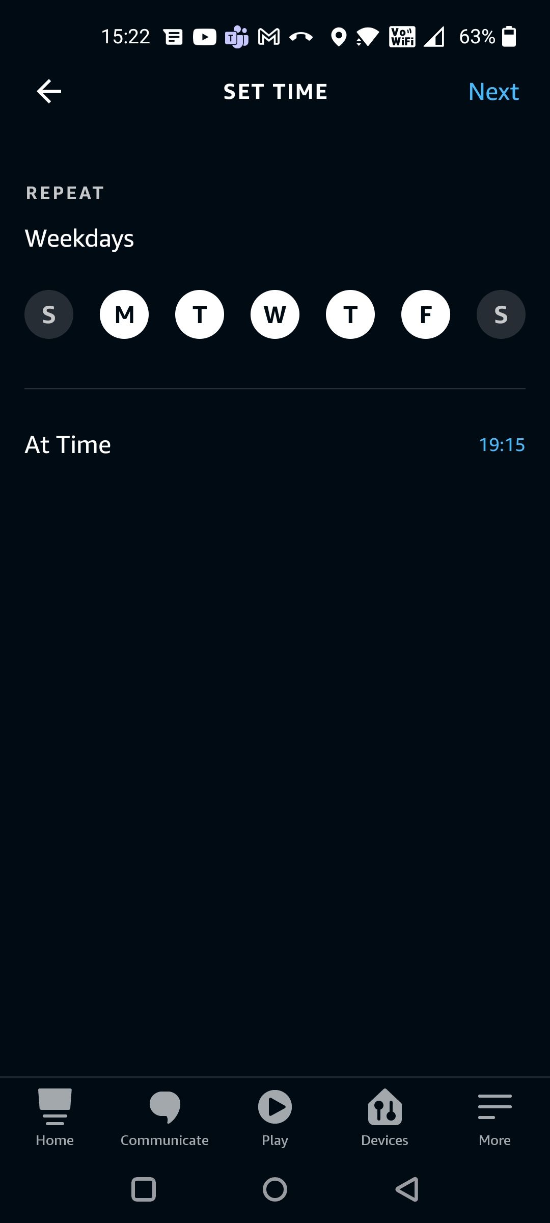 Set Schedule to Trigger Welcome Home Routine