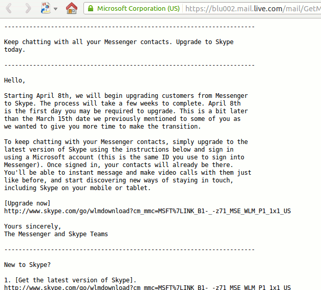 Outlook 소스에서 평문 텍스트를 확인하는 예시 스크린샷