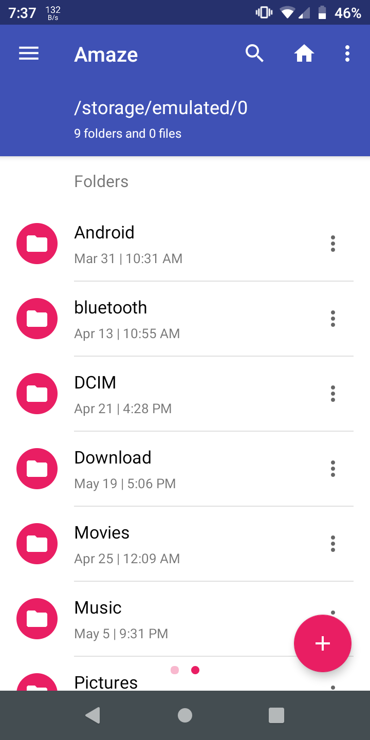 Главный экран Amaze File Manager