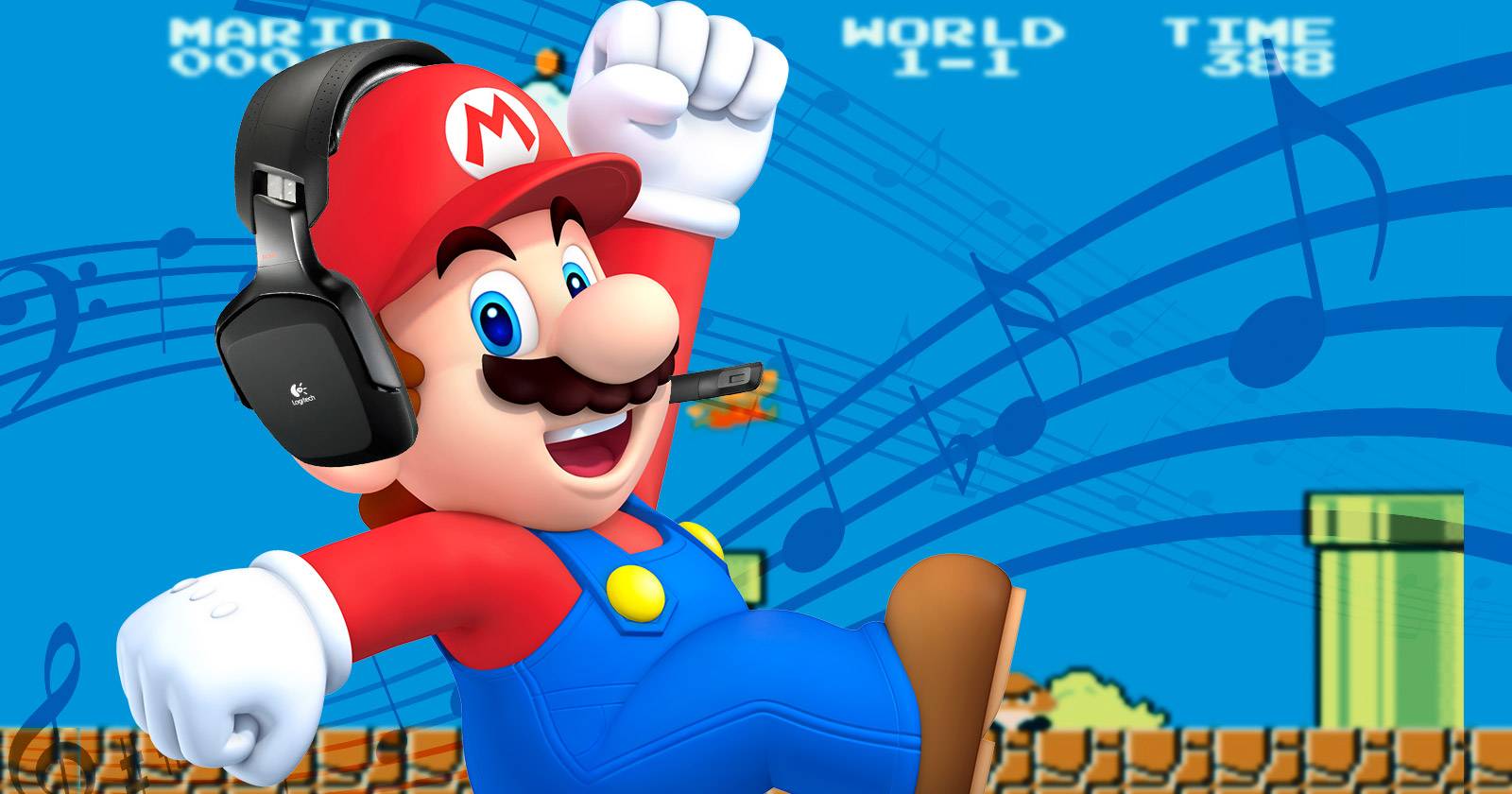 Игровая музыка: человек в наушниках играет в видеоигру