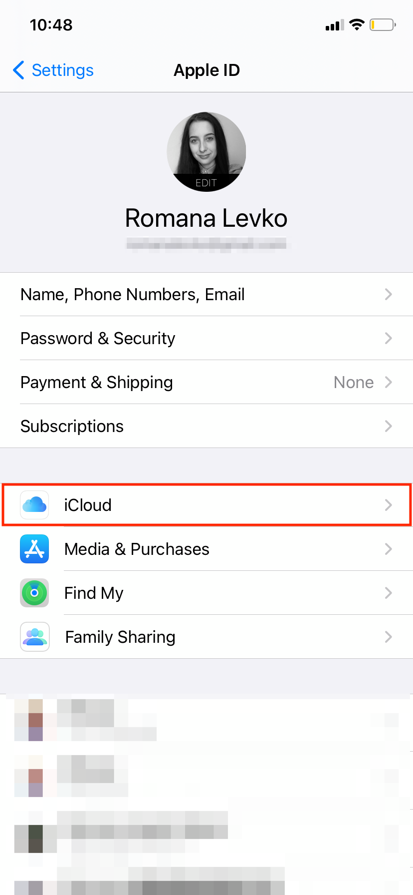 Настройка iCloud на iPhone