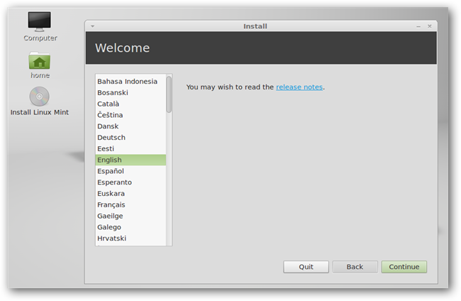 Ярлык установки Linux Mint на рабочем столе live-сессии