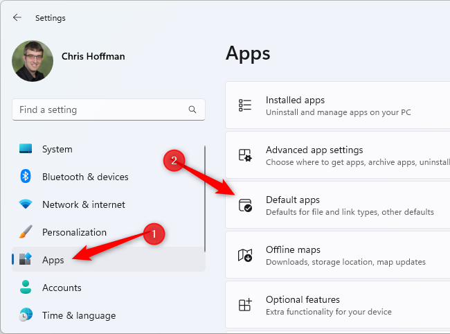 Раздел Приложения в Параметрах Windows 11 выделен