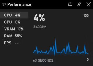 Performance game bar widget