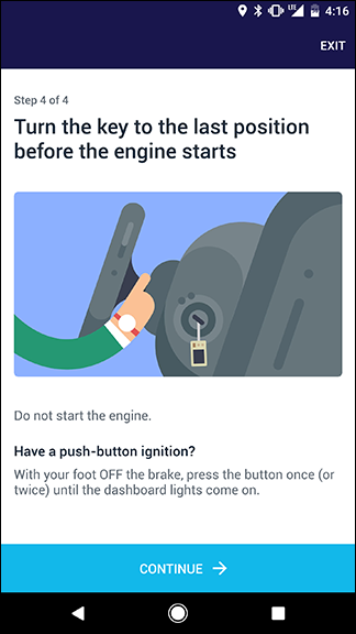 Включение электроники автомобиля перед калибровкой адаптера