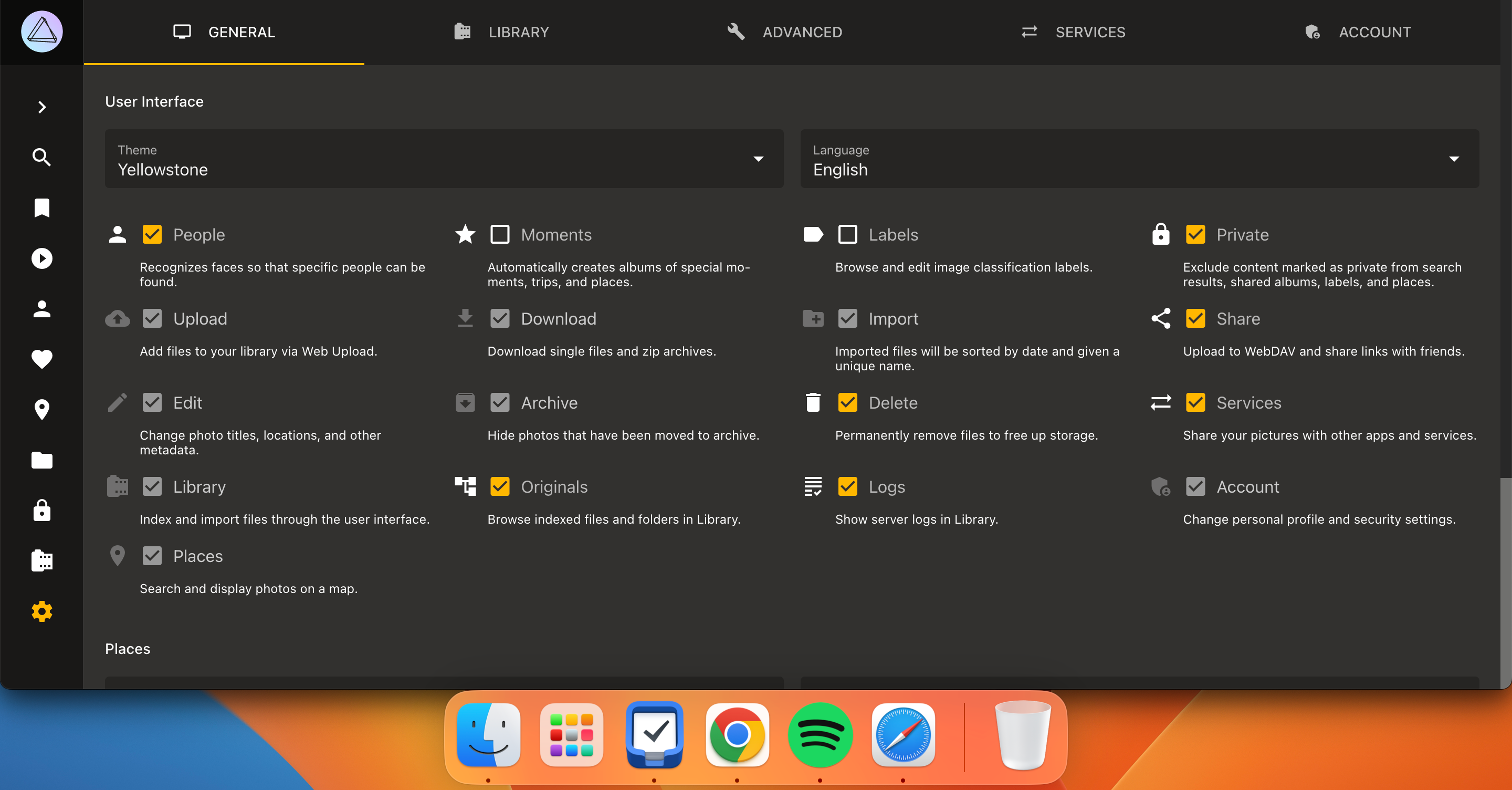 переключатель People в настройках PhotoPrism