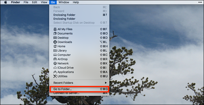 Диалог Перейти к папке в macOS
