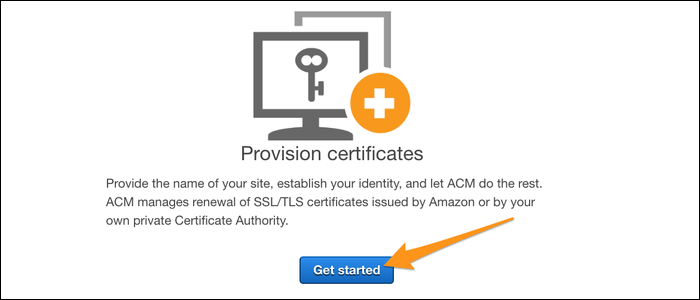Кнопка Get Started в ACM
