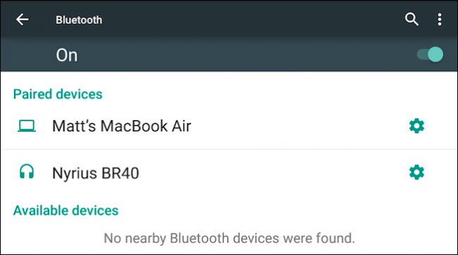 Экран Android с настройками Bluetooth