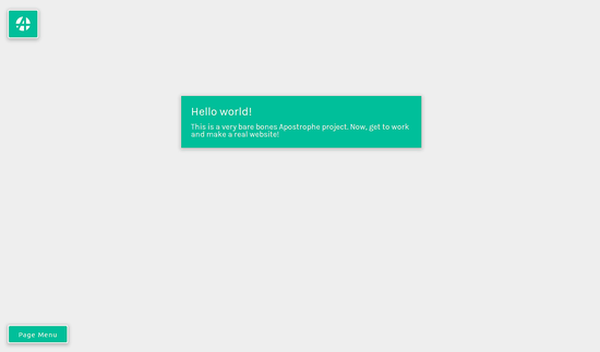 Интерфейс ApostropheCMS после запуска