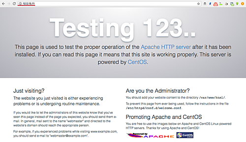Страница по умолчанию Apache на агенте 10.0.15.11