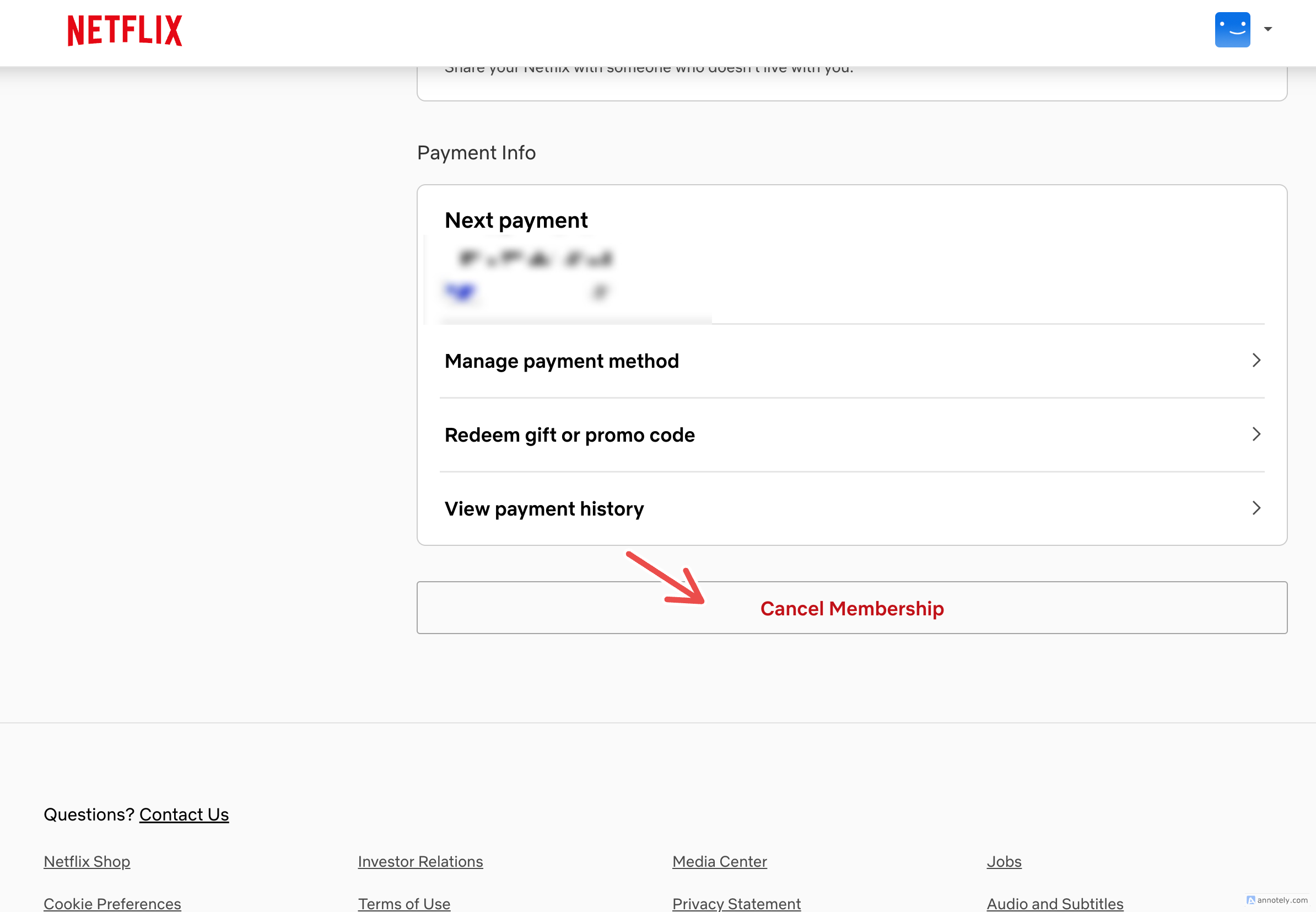 Подтверждение отмены подписки Netflix.