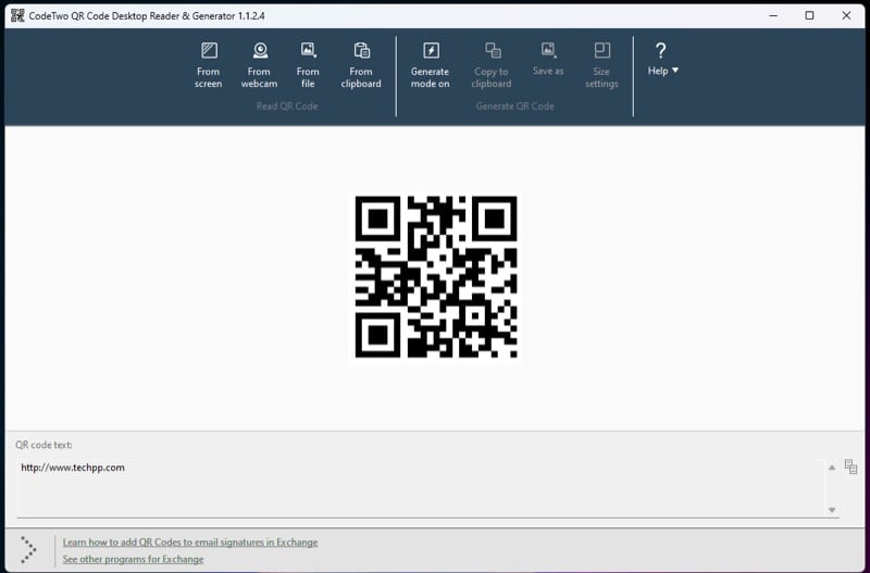 CodeTwo показал результат сканирования QR‑кода
