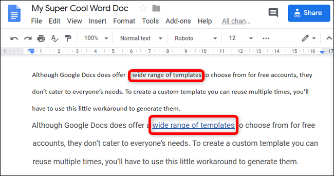 Результат: ссылки удалены из вставленного текста