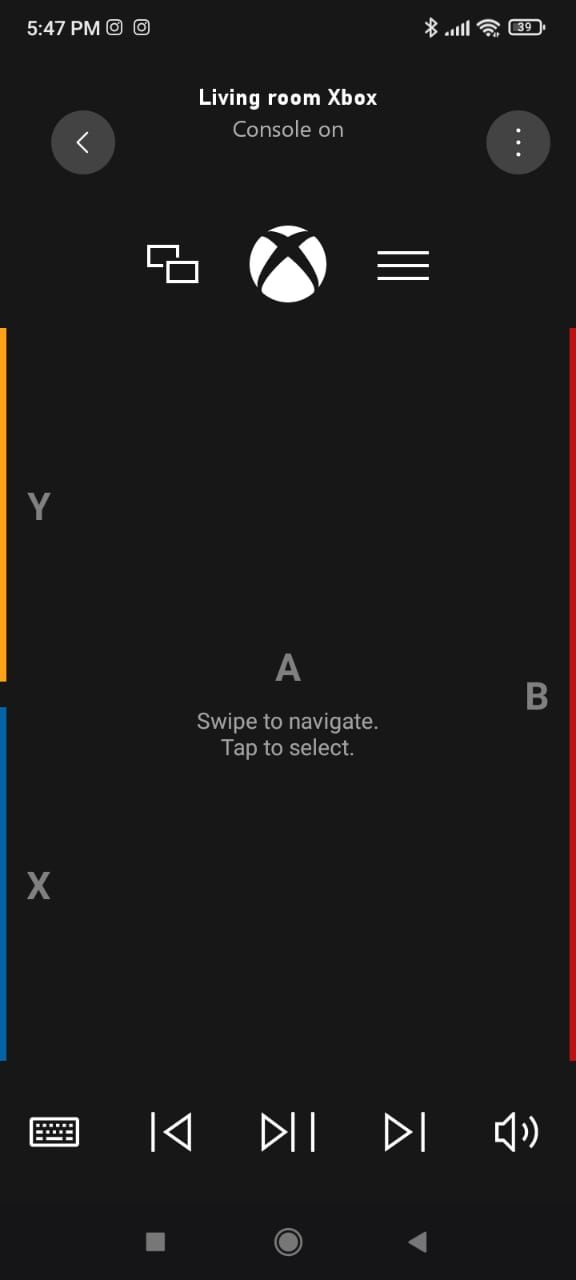 Xbox remote control on Xbox app