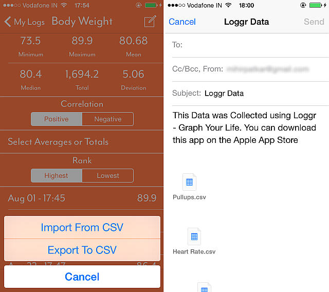 Экспорт и резервное копирование данных из Loggr