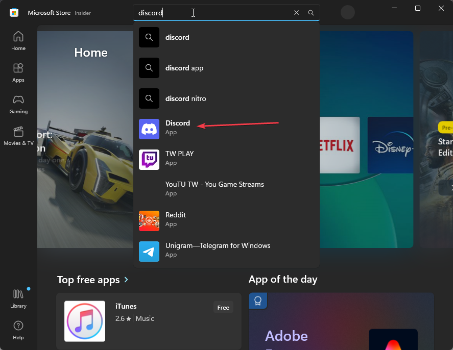 Discord в Microsoft Store