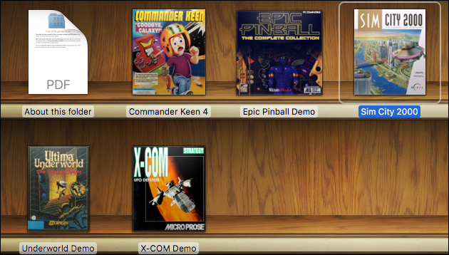 Галерея игр Boxer в Finder, папка DOS Games