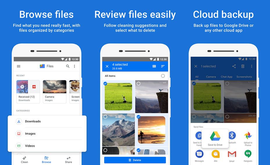 Files by Google — интерфейс приложения