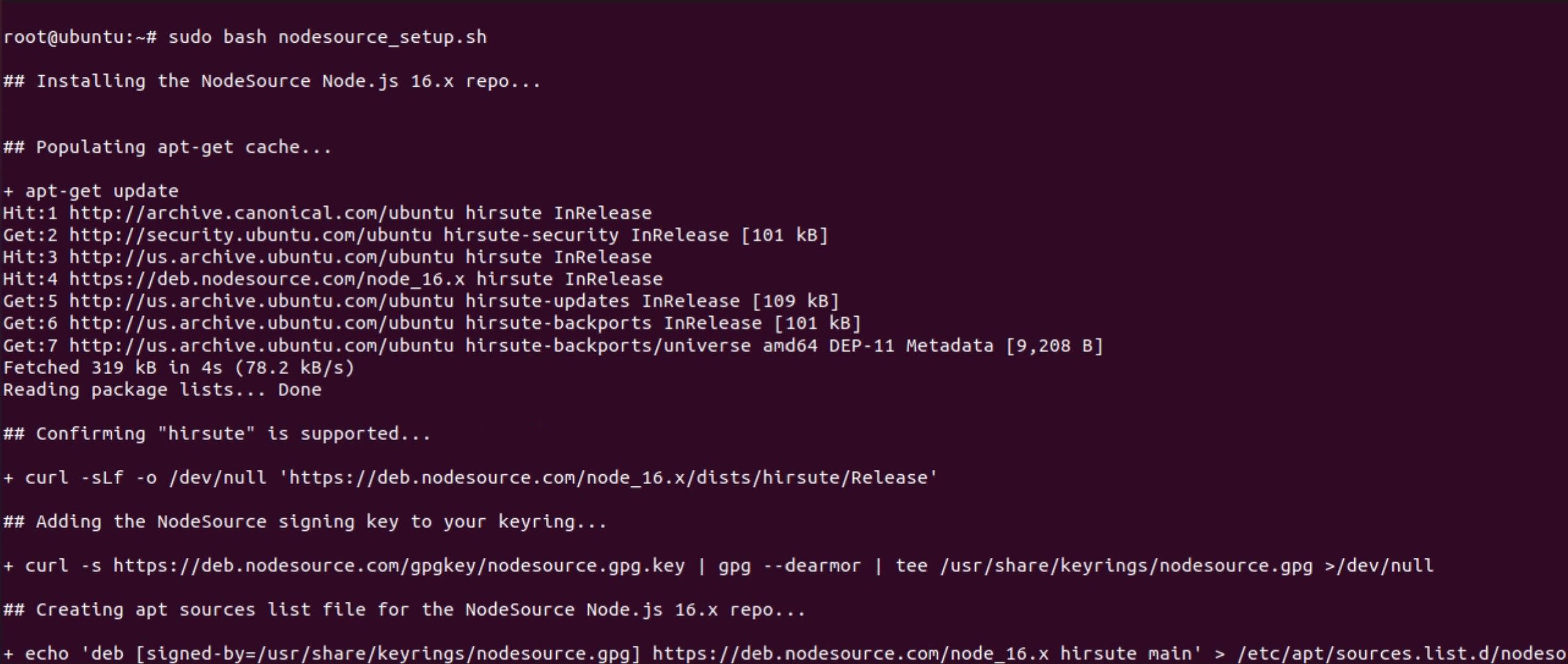 Добавление PPA и установка Node.js