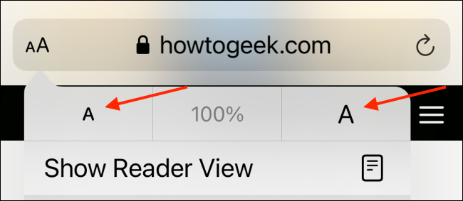 Изменение размера текста на веб‑сайте в Safari