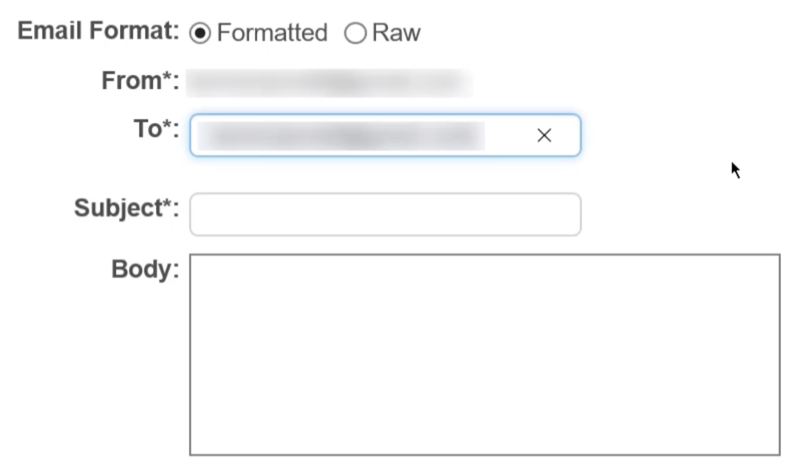 Окно параметров тестового письма