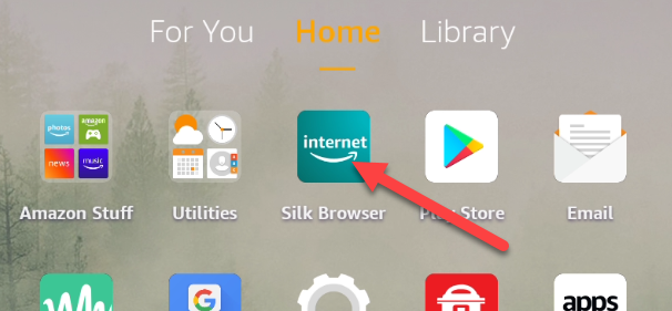 Откройте браузер Silk на вашем планшете.