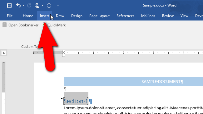 Вкладка Вставка на ленте Word