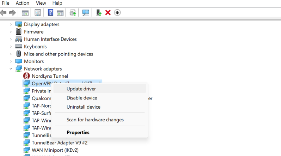 Обновление сетевого адаптера