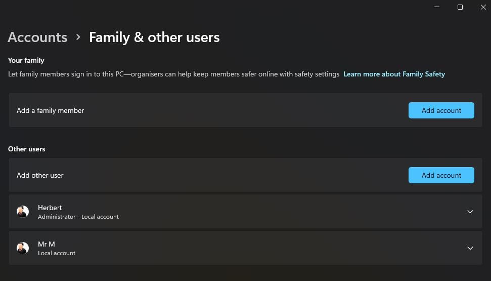 Кнопка добавления учётной записи