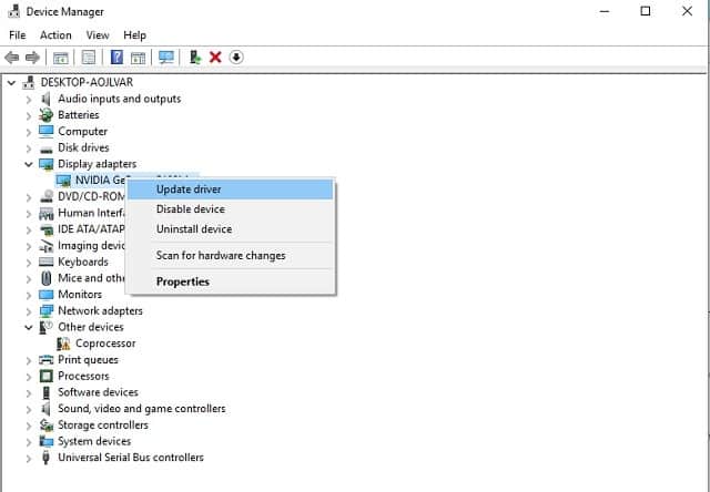 Обновление драйвера видеокарты