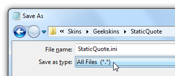 Speichern als .ini-Dialog in Notepad