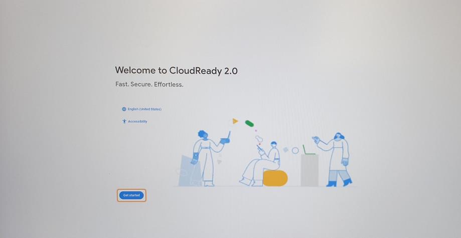 Экран приветствия при загрузке Chrome OS Flex