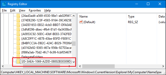 Создание нового ключа в ветке NameSpace