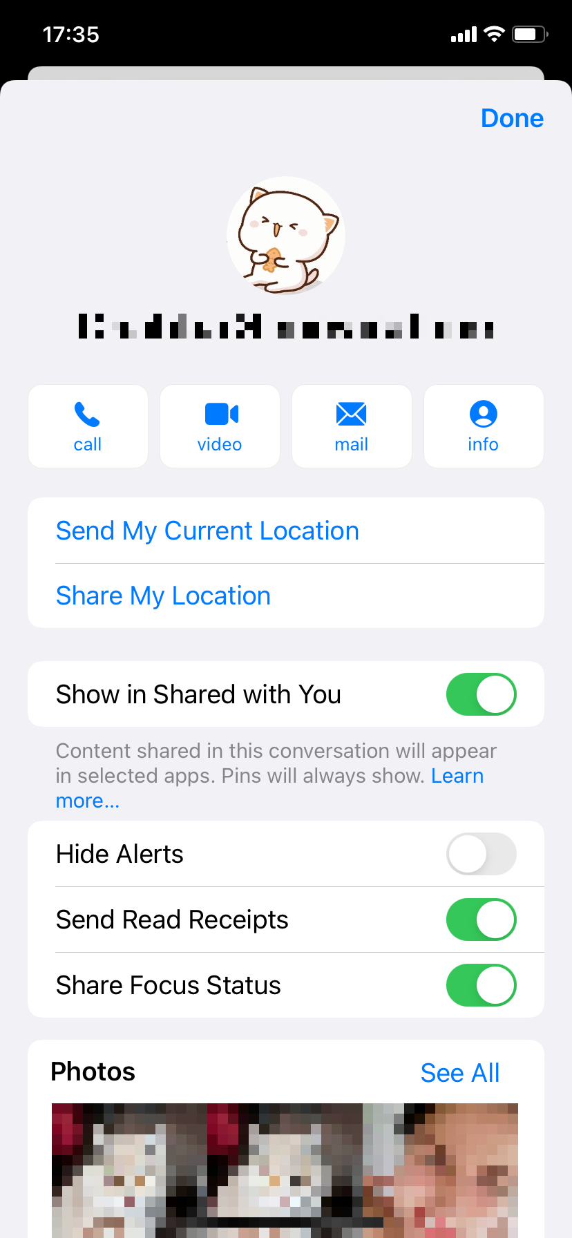 Параметры беседы в «Сообщениях»
