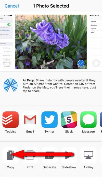 Экран дополнительных действий iOS с прокруткой влево
