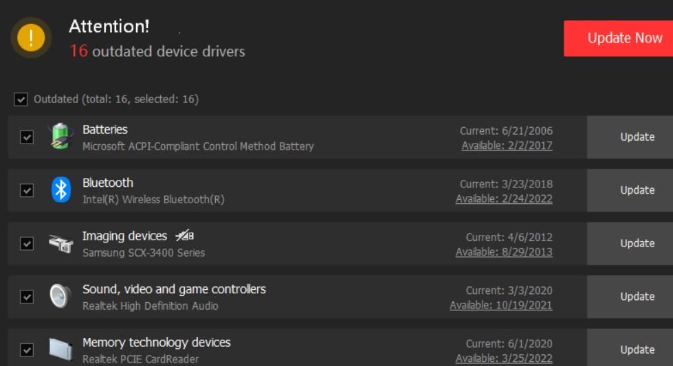 Окно программы Driver Booster 8 для обновления драйверов