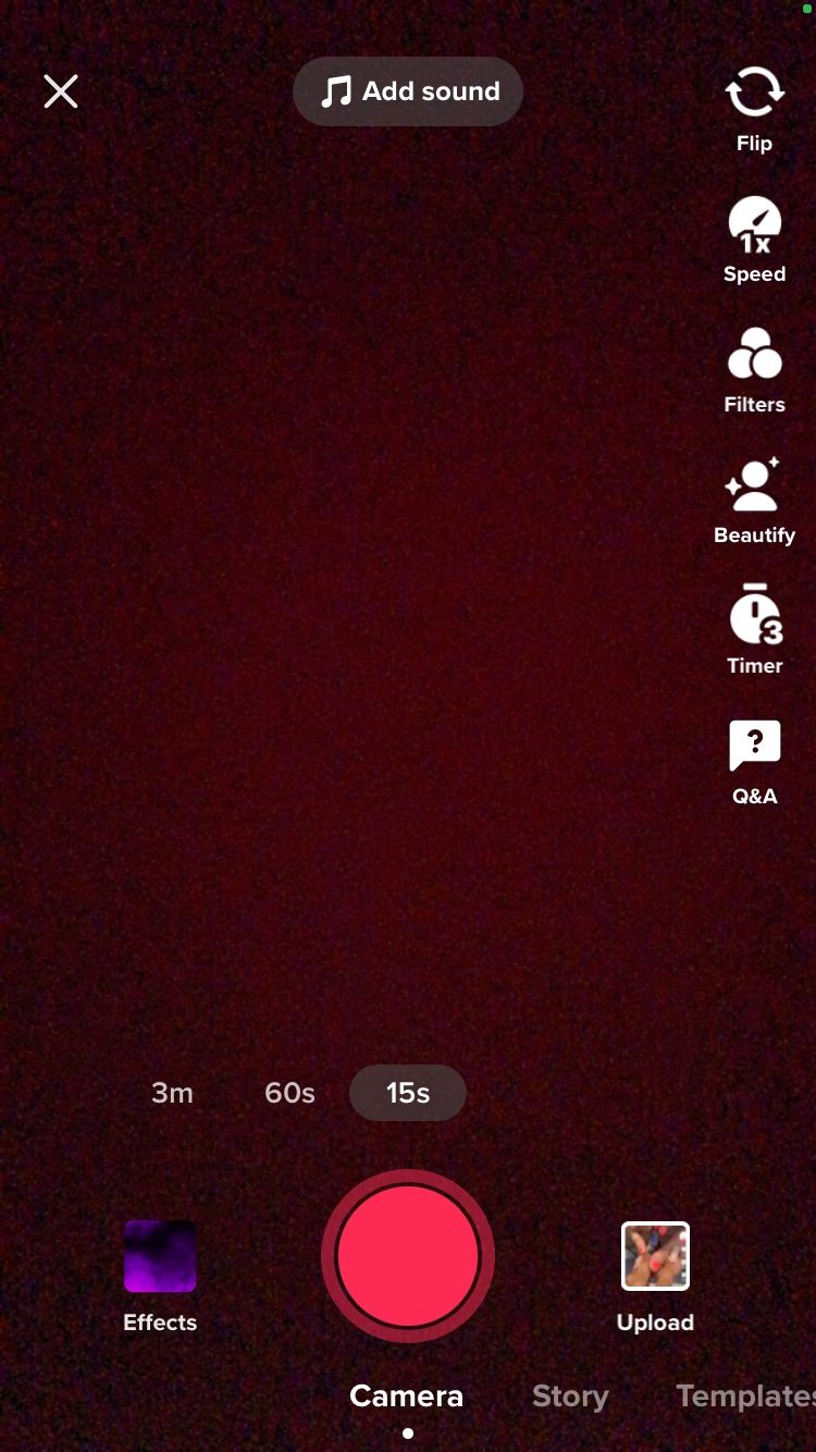 камера TikTok включена