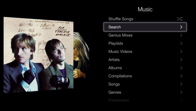 Поиск и воспроизведение музыки и плейлистов из iTunes на Apple TV