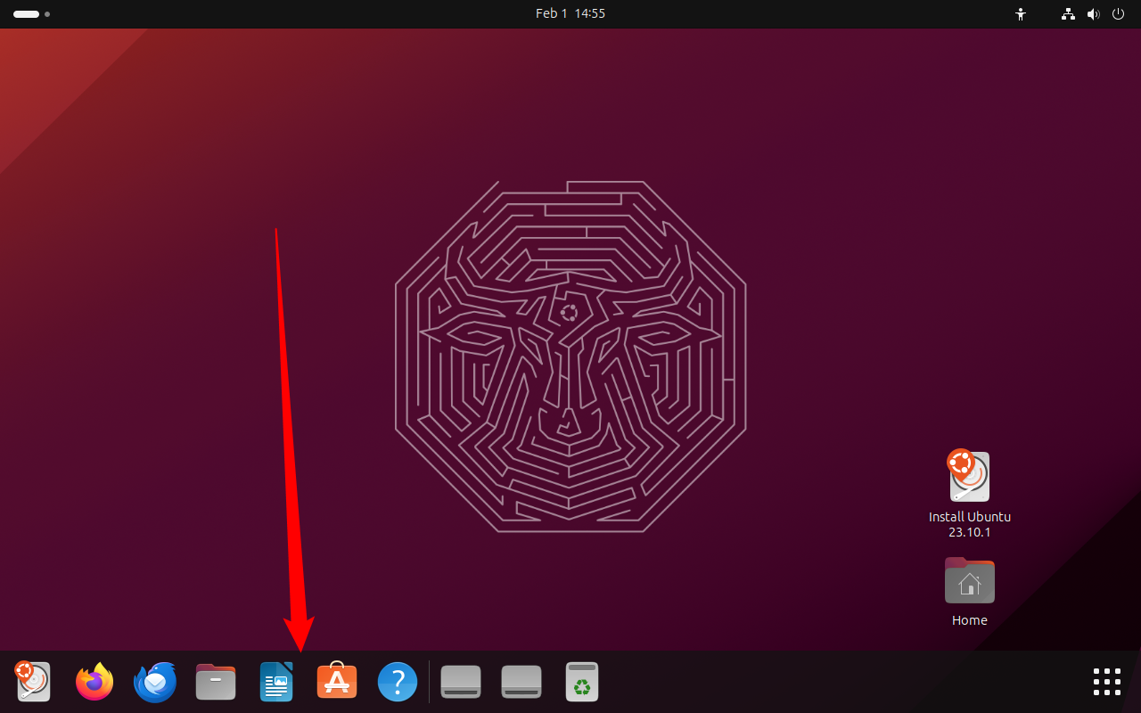 Док, расположенный внизу экрана.