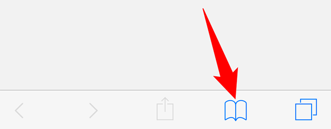 Значок «Закладки» в Safari на iPhone.